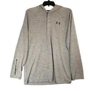 Under Armour Snap Button Heat Gear Long Sleeve Shirt Pullover  Medium Loose Gray